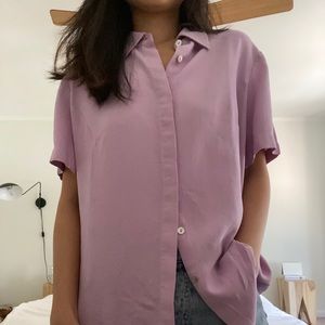 Vintage Purple Trendy 100% Silk Blouse M L